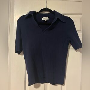 & Other Stories Blue Fitted Short Sleeve Polo Shirt